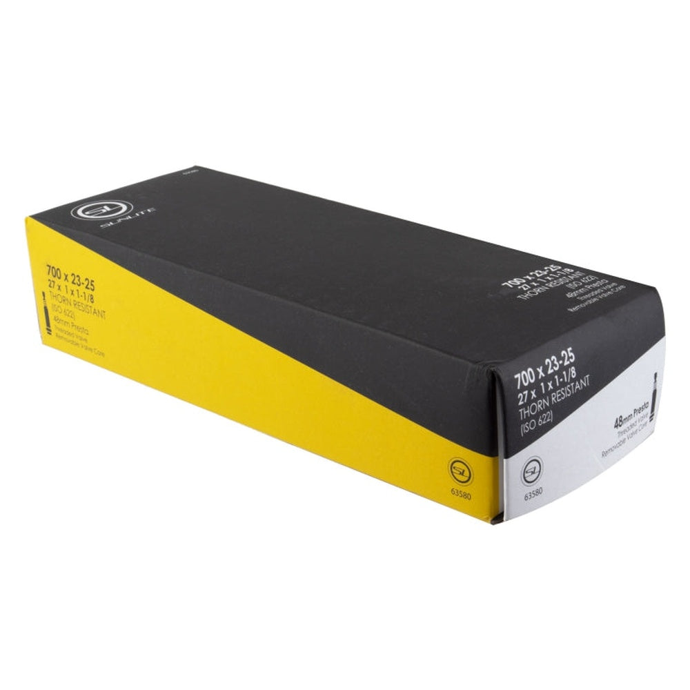 Sunlite Thorn Resistant bicycle inner tube 700x23-25 48mm Presta valve box packaging