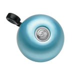 Electra light blue bicycle bell with black lever and silver center medallion