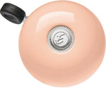 Electra pink bicycle bell with silver center button and black striker