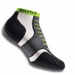 Experia Micro Mini running sock in black, white, and electric yellow-green accents