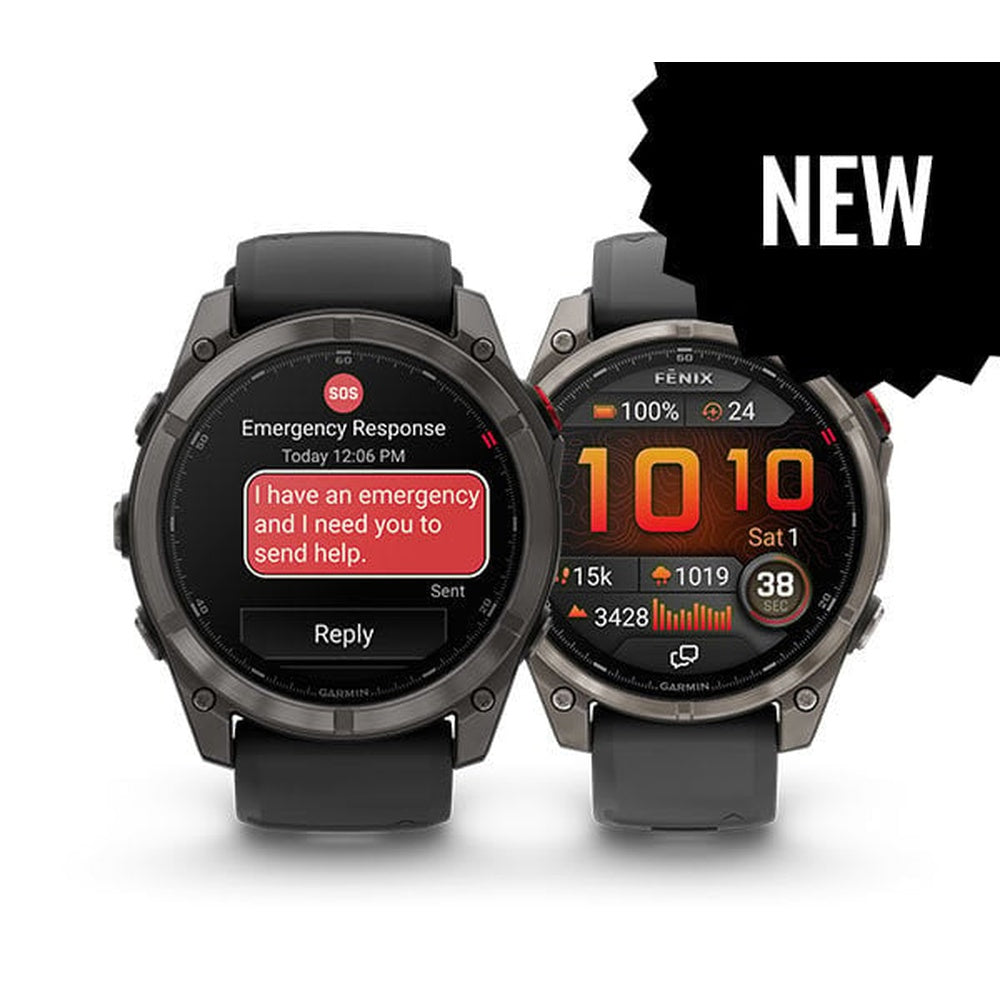 Garmin fēnix® 8 – 51 mm, AMOLED Sapphire, Carbon Gray DLC Titanium with Black/Pebble Gray Silicone Band