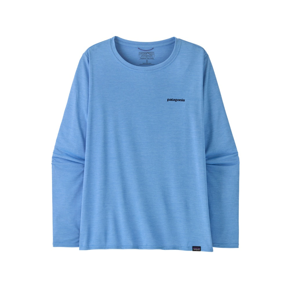 W's L/S Cap Cool Daily Graphic Shirt - Waters Fitz Roy Trout: Abundant Blue X-Dye M