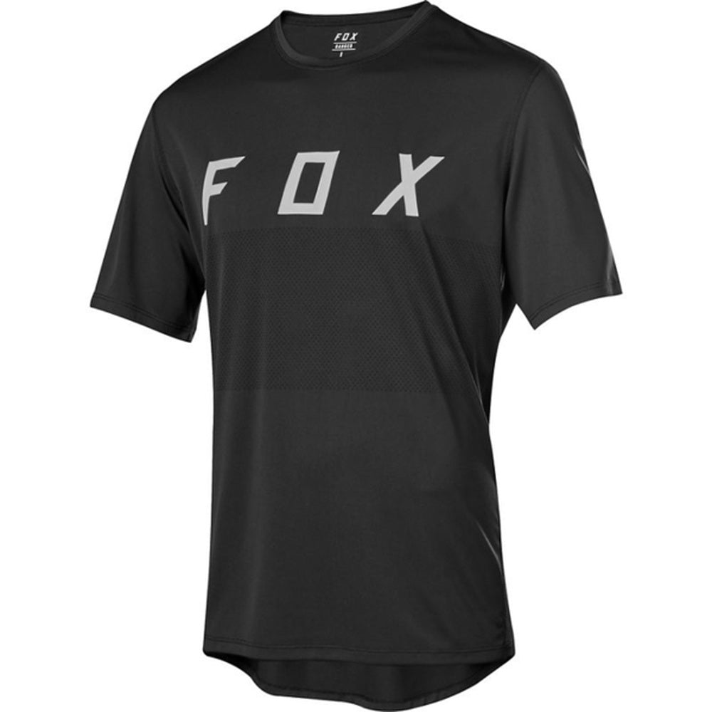 Fox Racing short sleeve black jersey with large FOX logo on chest