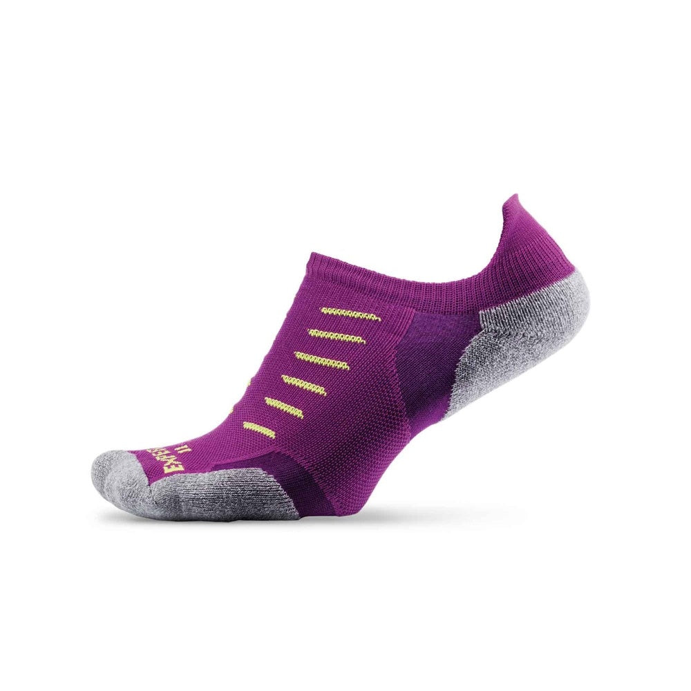 Experia No Show Tab running sock in pink glo with gray heel and toe zones