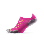 Experia No Show Tab running sock in bright pink with gray heel and toe accents