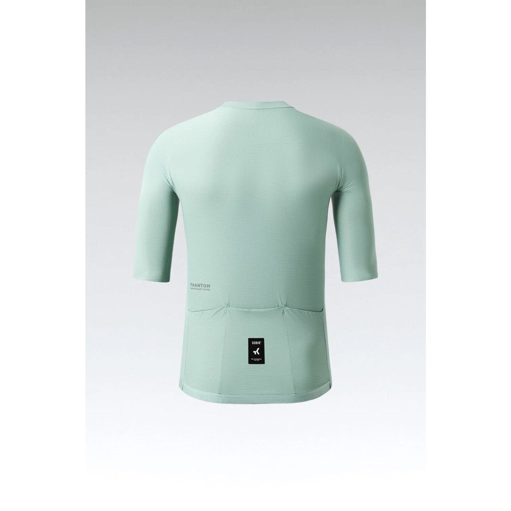 Back view of Gobik Phantom Jersey in sage green with rear pockets