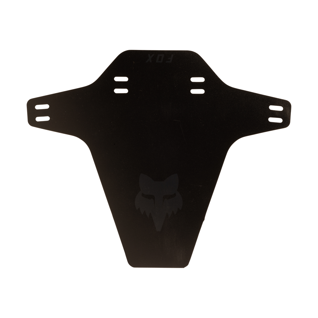 Fox Racing Mudguard in black with Fox logo and mounting holes on clean white background