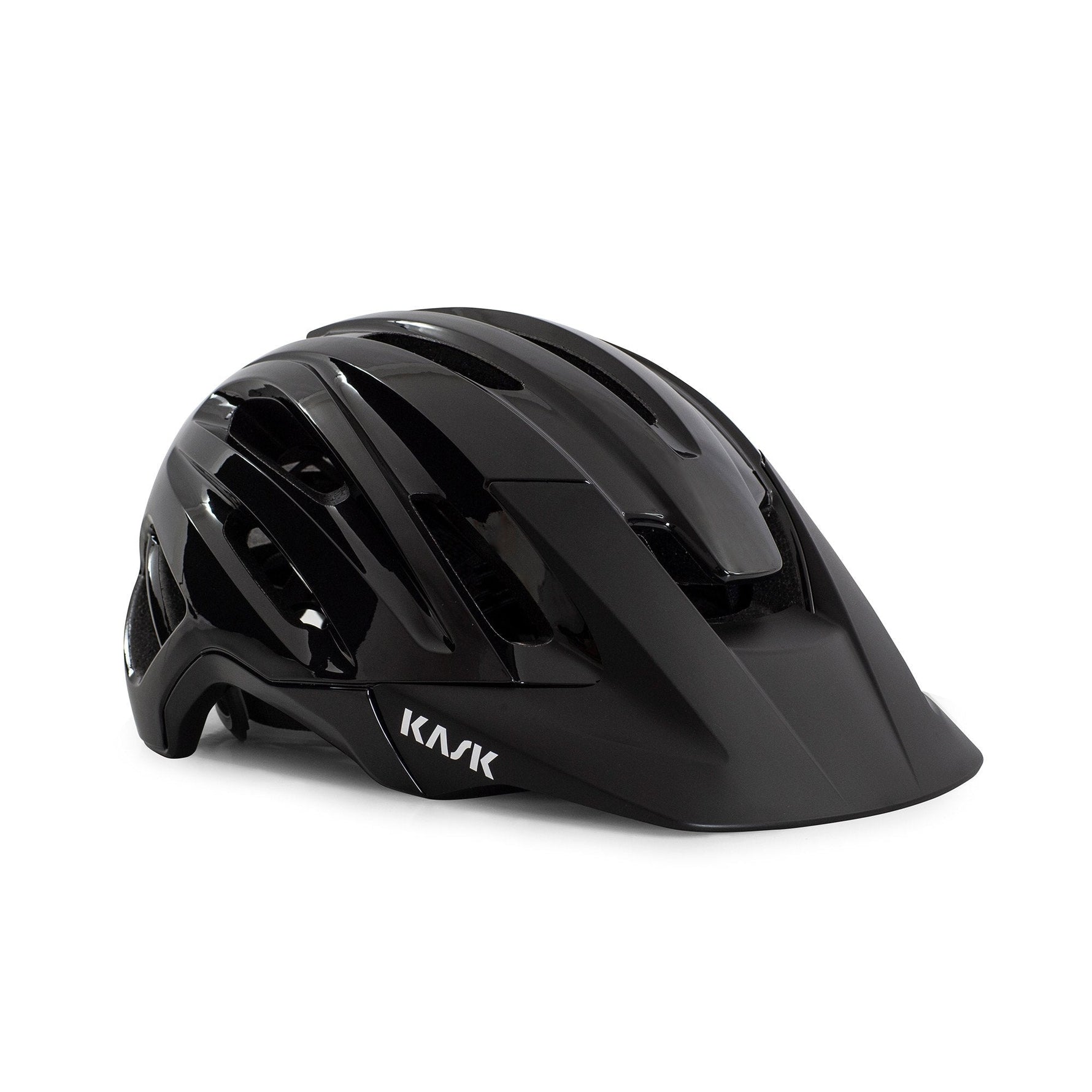 Black Kask Caipi mountain bike helmet with ventilation slots and visor