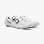 White Shimano S-Phyre SH-RC903 cycling shoes with dual BOA dials on clean background