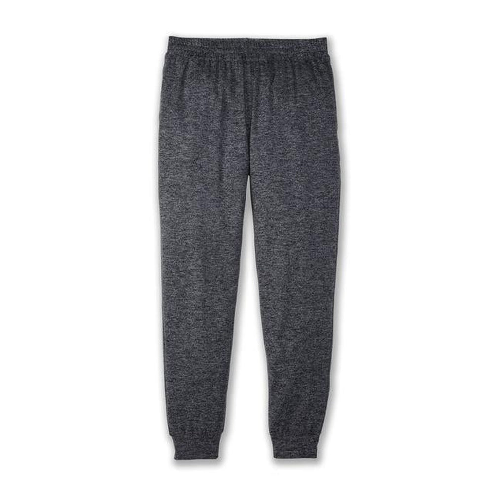 Brooks Luxe Jogger in heathered black with elastic waistband and cuffed ankles