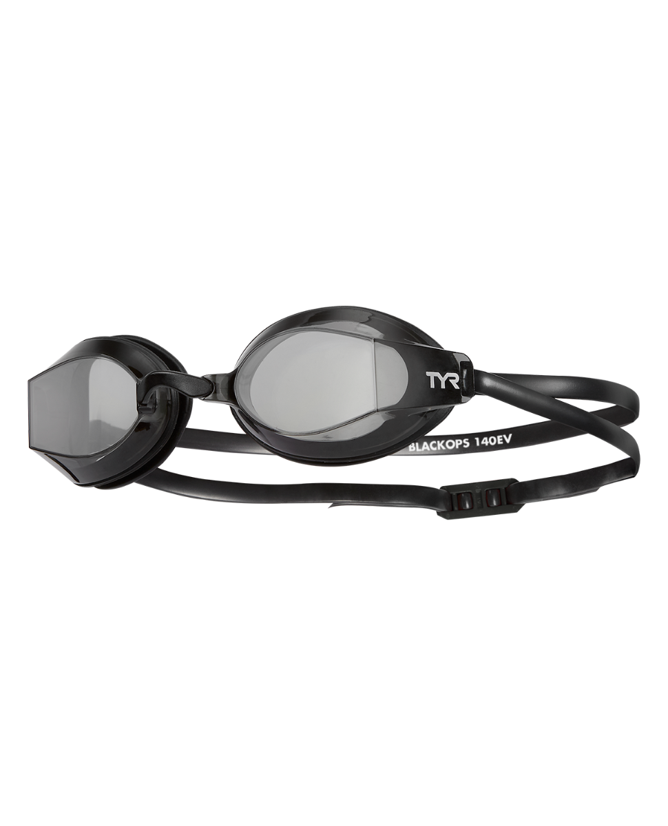 TYR Black Ops 140EV racing goggles with dark lenses and adjustable strap