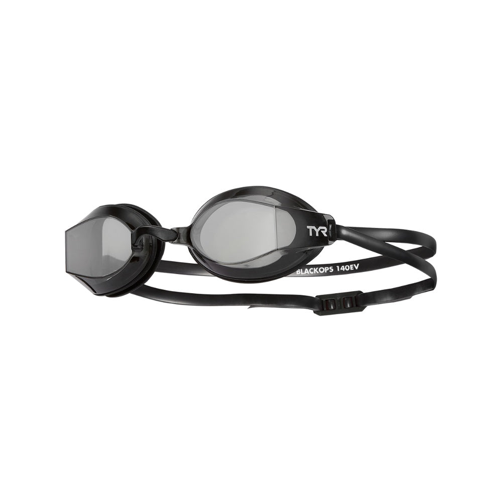 TYR Black Ops 140EV racing goggles with dark smoke lenses and black frame
