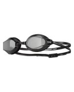 TYR Black Ops 140EV racing goggles with black frame and clear tinted lenses