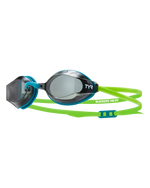TYR Black Ops 140 EV racing goggles with smoke lenses and green strap