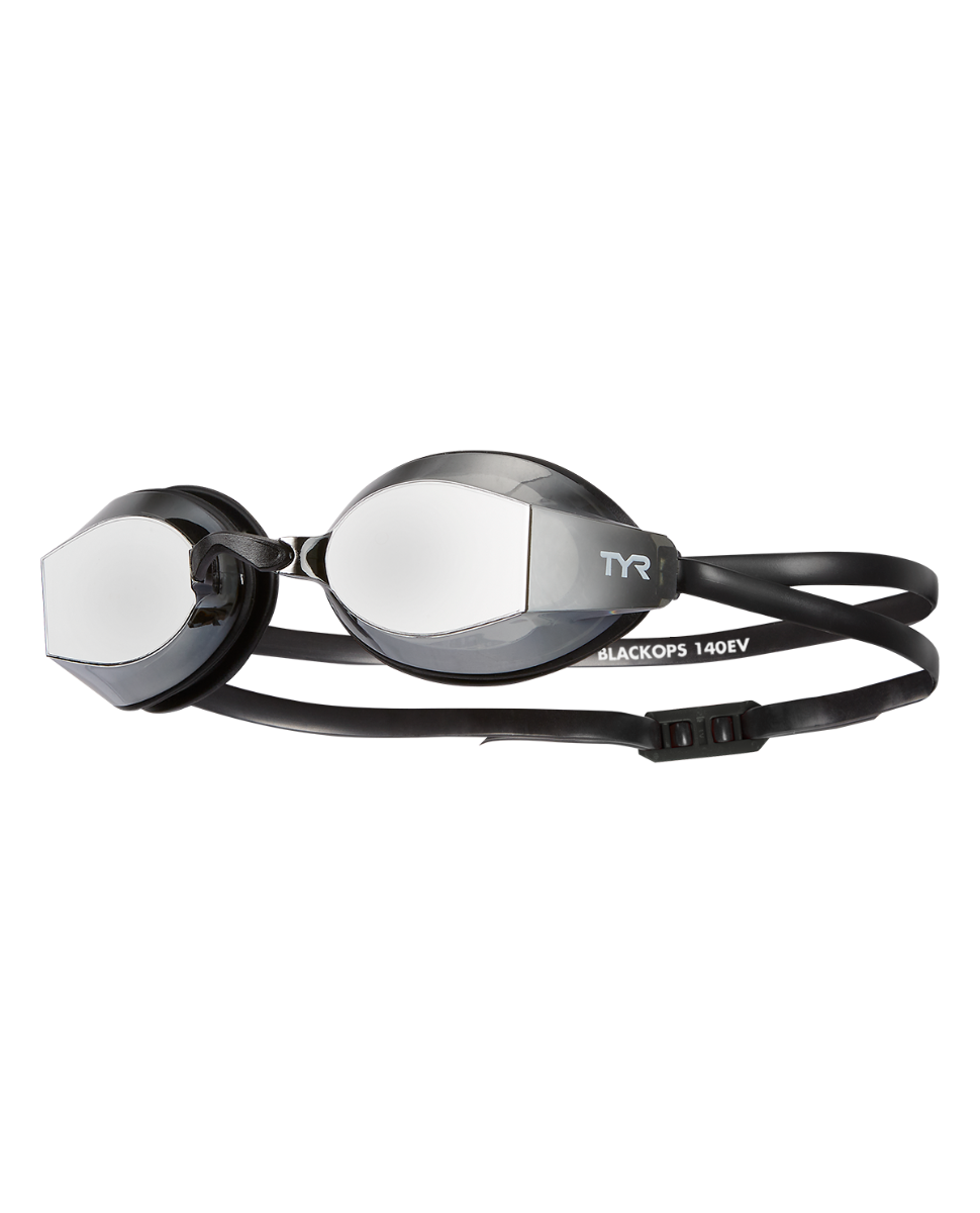 TYR Black Ops 140EV racing goggles with mirrored smoke lenses and black frame