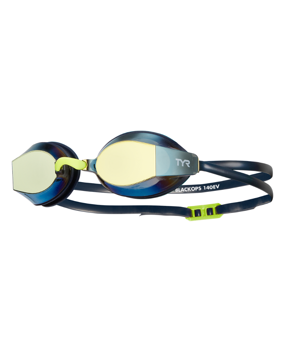 TYR Black Ops 140EV racing goggles with mirrored lenses and teal frame