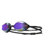 TYR Black Ops 140 EV swimming goggles with purple mirrored lenses and black straps