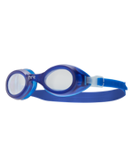 TYR Aqua Blaze kids swimming goggles in clear and blue colors