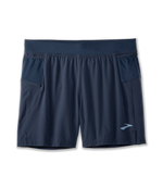 Brooks Sherpa 5-inch 2-in-1 running shorts in navy blue with side pockets