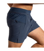 Brooks Sherpa 5 inch navy blue men's running shorts with zippered pocket