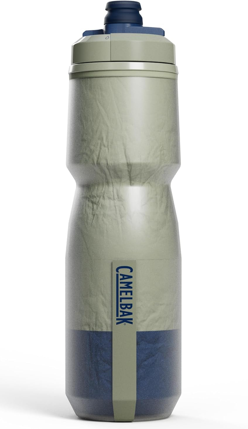CamelBak Podium Chill water bottle in translucent sage green with blue cap