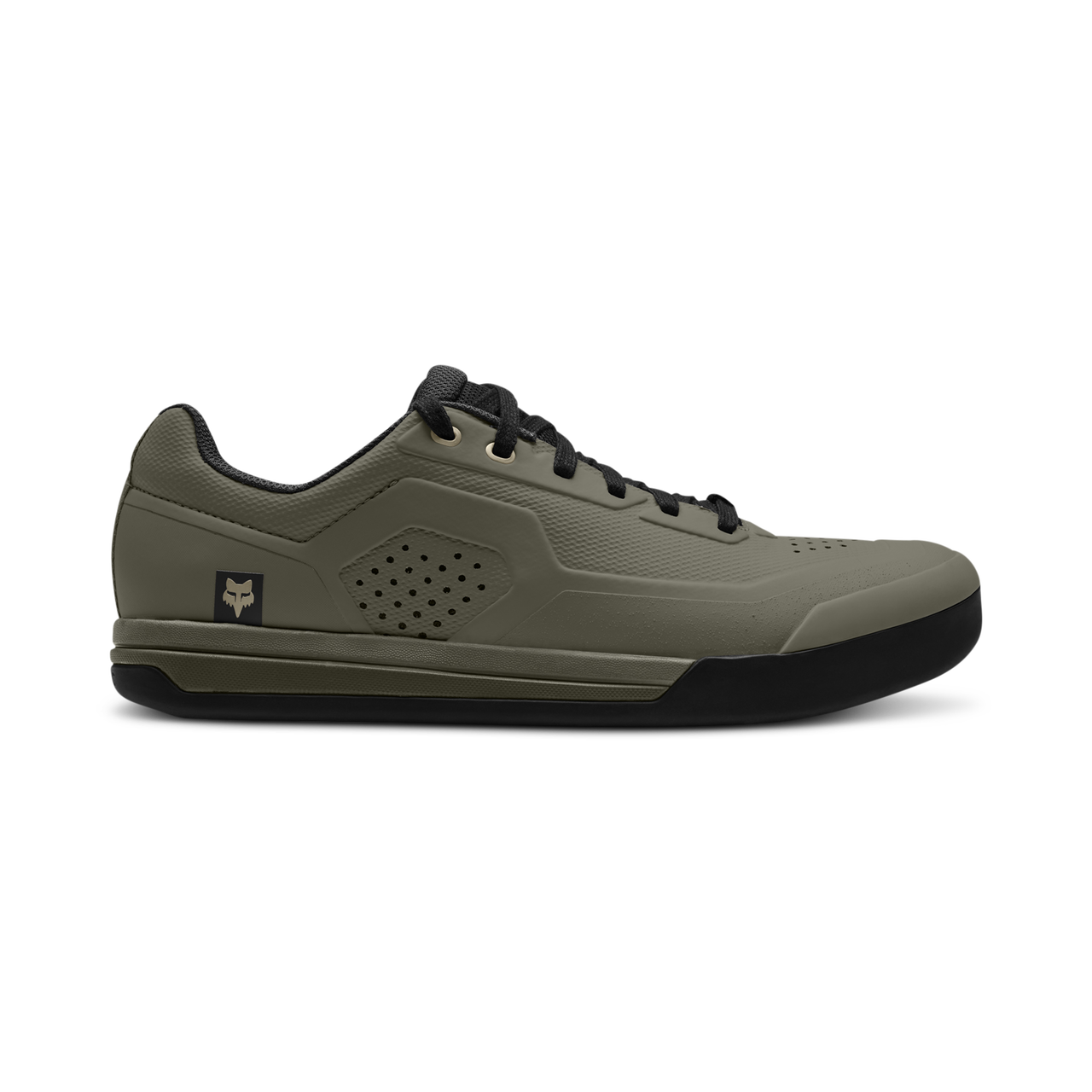 Fox Racing Union Flat MTB Shoes in olive grey with black accents and Fox logo
