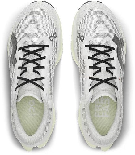 On Running Cloudmonster 3 Hyper running shoes in ivory and linen colorway, top view