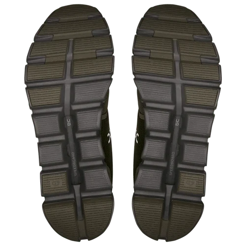 On Cloud 6 men's running shoes sole view in olive and eclipse colorway