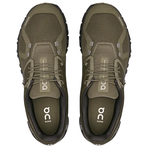 On Cloud 6 Men's running shoes in olive green, top-down view showing pair