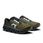 On Cloudmonster 3 men's running shoes in olive and eclipse colorway