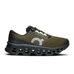 On Cloudmonster 3 running shoes in olive green and eclipse colorway
