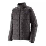Patagonia Nano Puff Jacket in dark charcoal black with quilted rectangular pattern and full zip