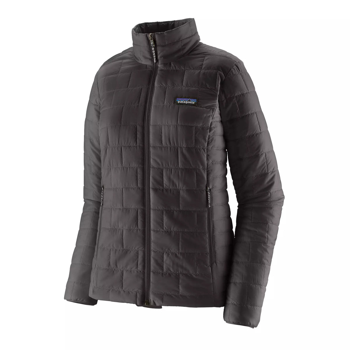 Patagonia Nano Puff Jacket in black with quilted pattern and front zip closure