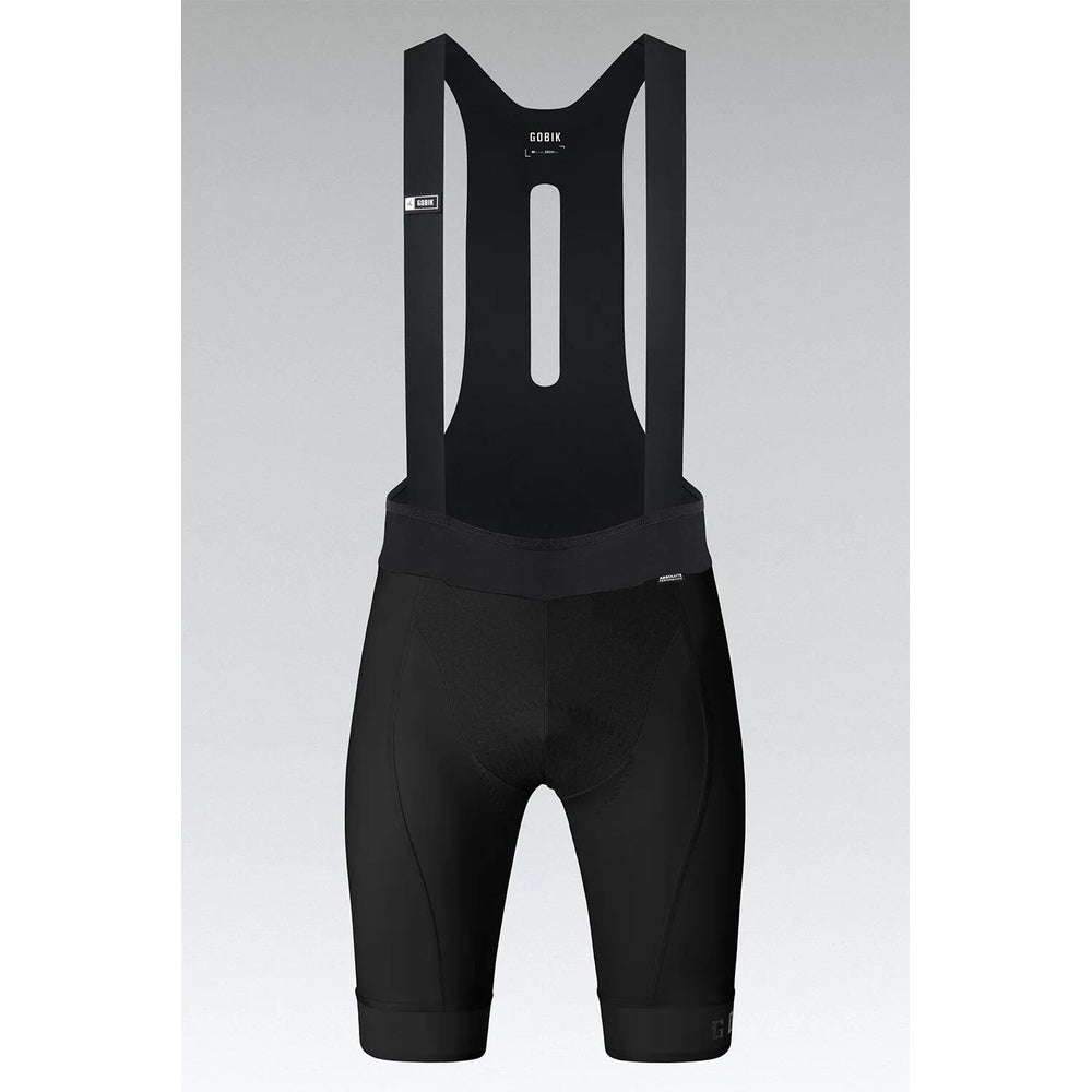 Gobik Absolute Compact 7.0 men's black bib shorts front view on neutral background