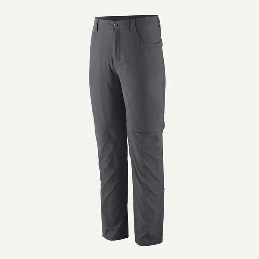 Patagonia Men's Quandary Convertible Pants in dark grey on clean studio background