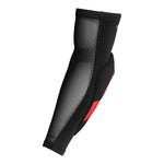Troy Lee Designs Raid Elbow Guard in black with red accents on white background
