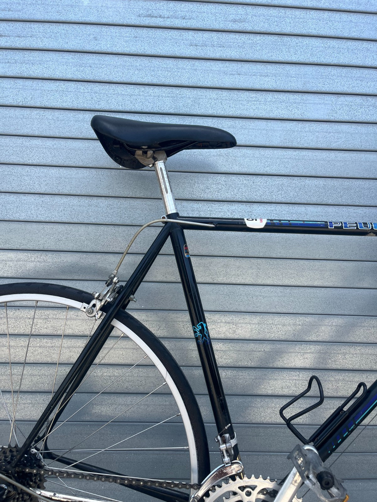 12-speed derailleur drivetrain and crank on 1980s Peugeot road bike