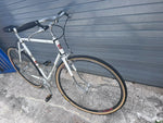 Crank and single speed drivetrain on vintage French Peugeot UO-8 steel bike