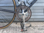 Down tube shifters and black steel frame detail on 1985 Trek 400
