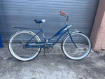Vintage 1960s Ross middleweight cruiser bicycle in two-tone blue, full side view