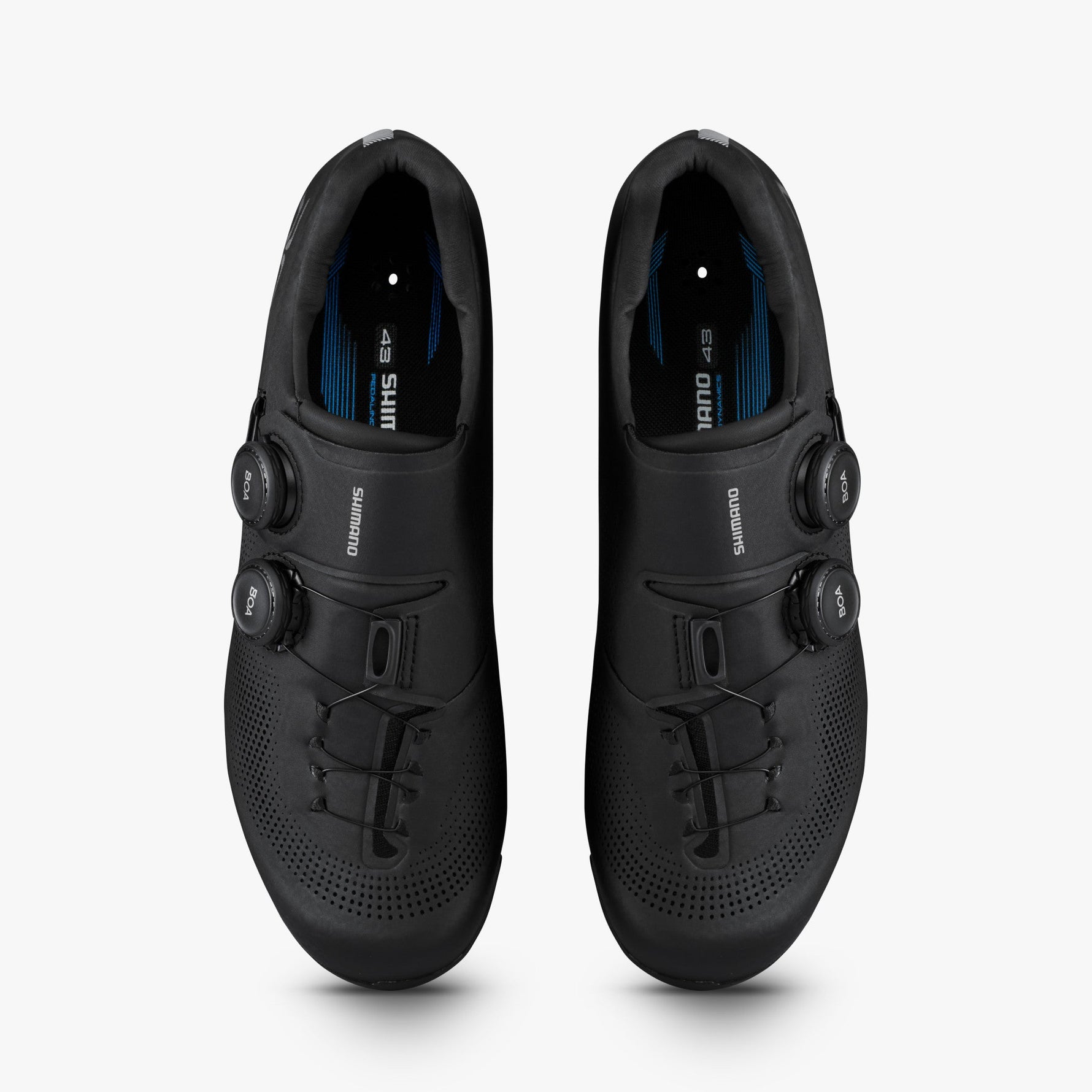 Shimano SH-RC703 black cycling shoes with dual BOA dials and perforated toe