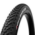 Vittoria Saguaro mountain bike tire in black with red accents on white background
