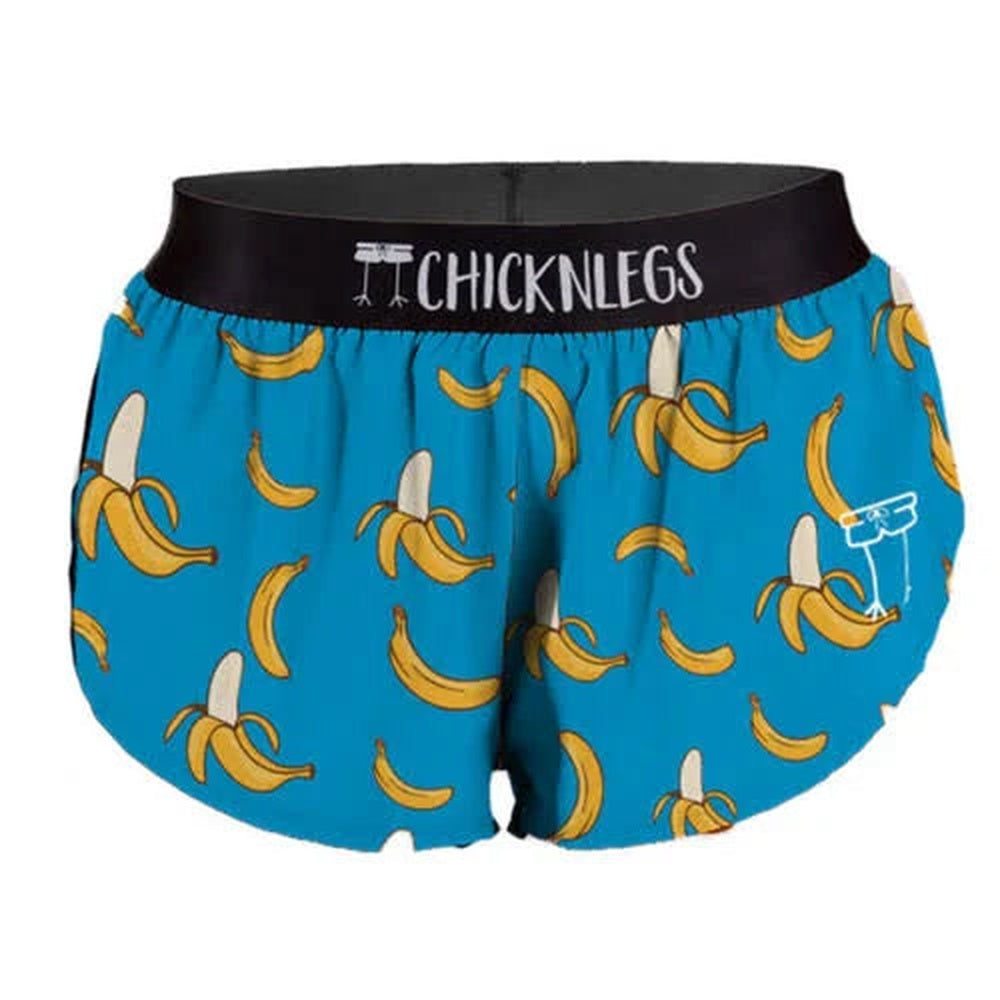 Chicknlegs Women's Blue Bananas 3" Compression Shorts - XS