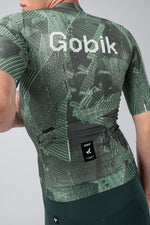 Gobik Attitude 2.0 short sleeve cycling jersey in Crash green geometric pattern