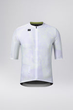 Gobik Attitude 2.0 men's white cycling jersey with green pattern and full zip