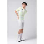 Male cyclist wearing Gobik CX Pro 4.0 jersey in white and neon yellow Blast colorway