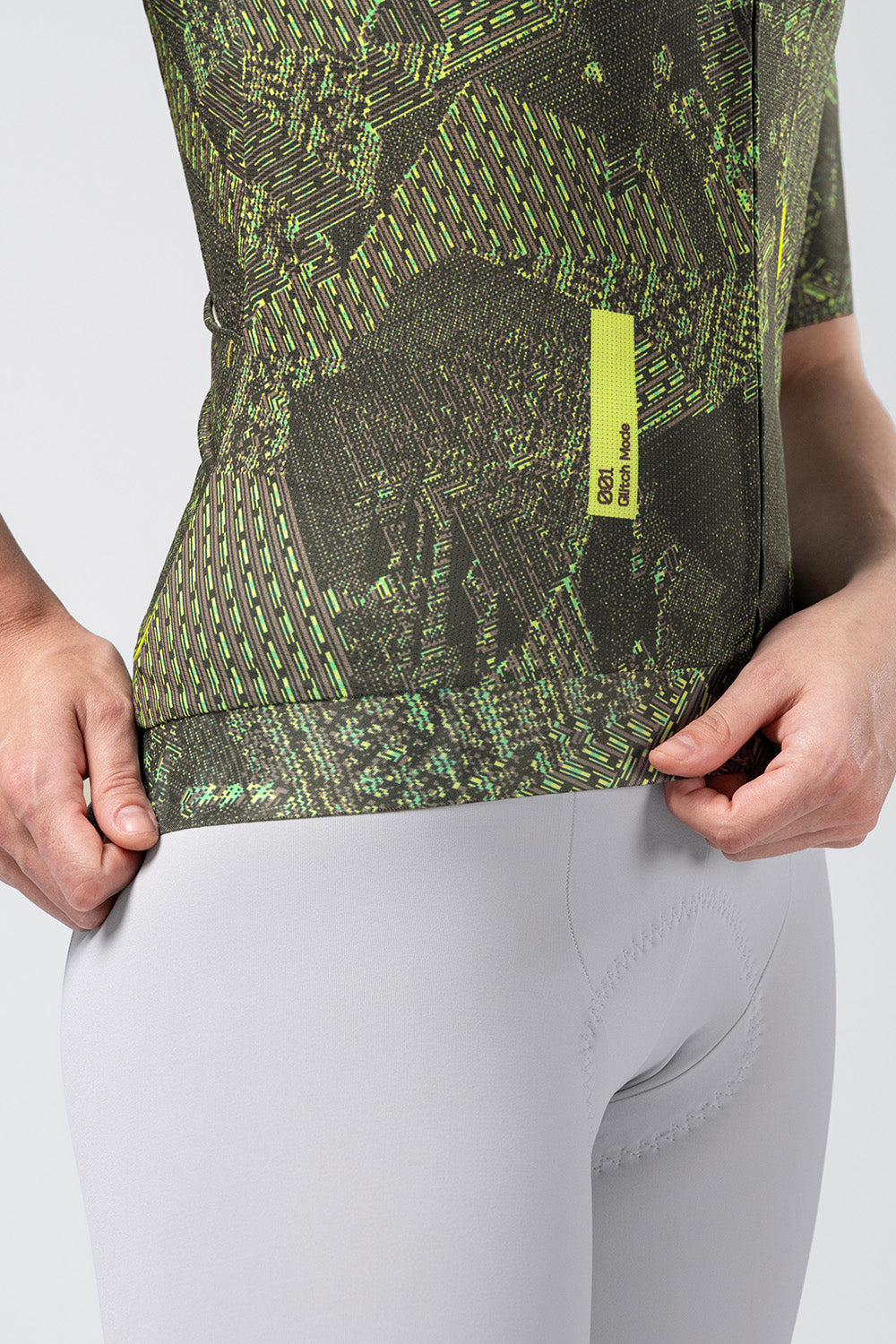 Gobik CX Pro 4.0 cycling jersey in grid pattern with neon green geometric design