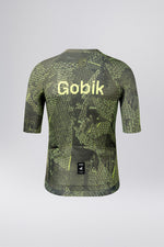 Gobik CX Pro 4.0 cycling jersey in green topographical pattern with brand logo