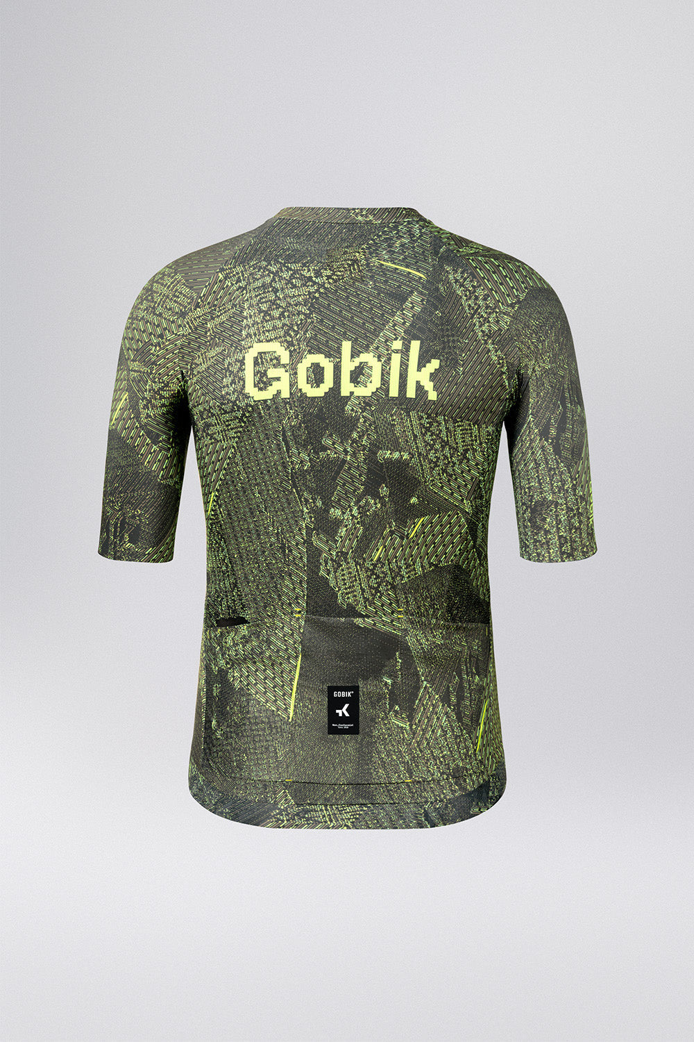 Gobik CX Pro 4.0 cycling jersey in green topographical pattern with brand logo
