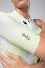 Gobik CX Pro cycling jersey in Hack colorway with yellow digital pattern